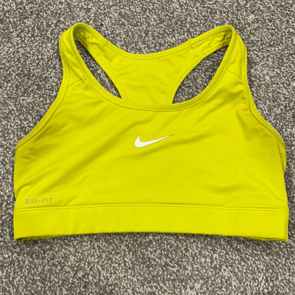 Large neon yellow Nike sports bra